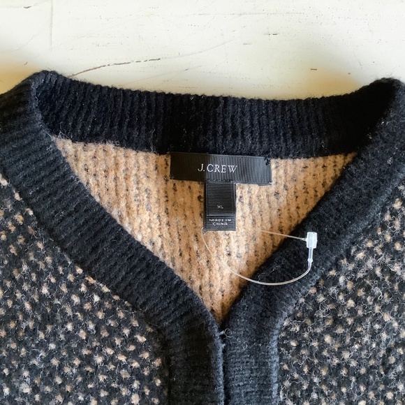 J CREW Black & Brown 7 hook Cardigan Sweater XL - Picture 3 of 12